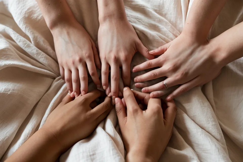 Main posée sur l'épaule en signe de tendresse non sexuelle pendant un moment du quotidien